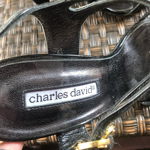 Charles David Black Strappy Open-Toe Heels - 8 - Picture 5 of 7